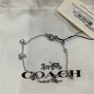 NWT Coach charm bracelet silver plated
